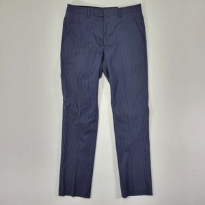 Alfani Men's Dress Pant Trousers ALFATECH Travel‎ Ready Navy Striped 32 x 32 NEW